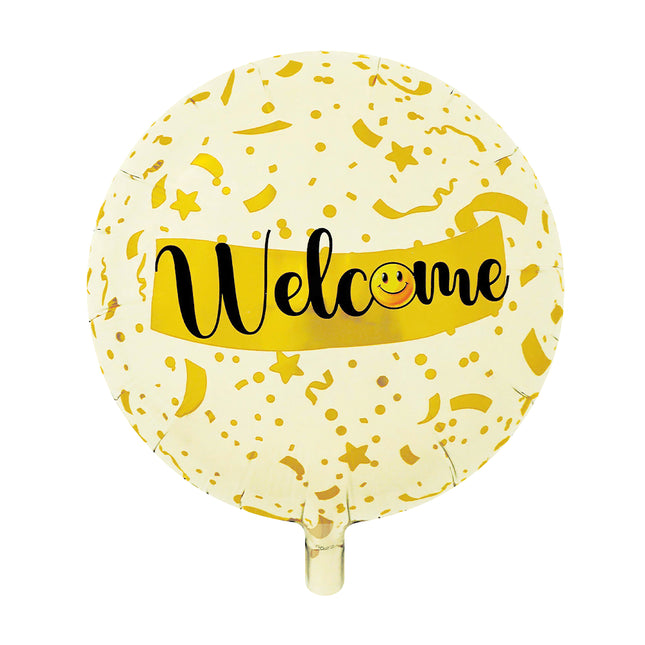 Feestbazaar Welcome Folieballon Geel Rond (46cm)