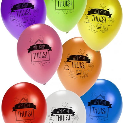 Feestbazaar Welkom Thuis ballonnen Kleurenmix - 8 Stuks