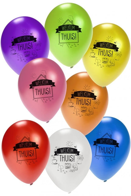 Feestbazaar Welkom Thuis ballonnen Kleurenmix - 8 Stuks