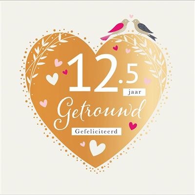 Feestbazaar Wenskaart 12,5 Jaar Getrouwd Hart