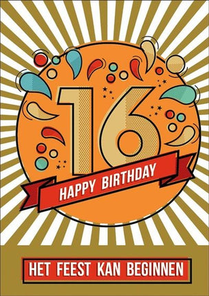 Feestbazaar Wenskaart 16 jaar 'Het feest kan beginnen'