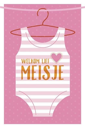 Feestbazaar Wenskaart Geboorte Rompertje 'Welkom Lief Klein Meisje'