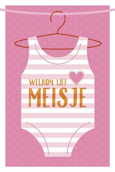 Feestbazaar Wenskaart Geboorte Rompertje 'Welkom Lief Klein Meisje'