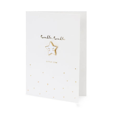 Feestbazaar Wenskaart Geboorte 'Twinkle Little Star' Met Speldje