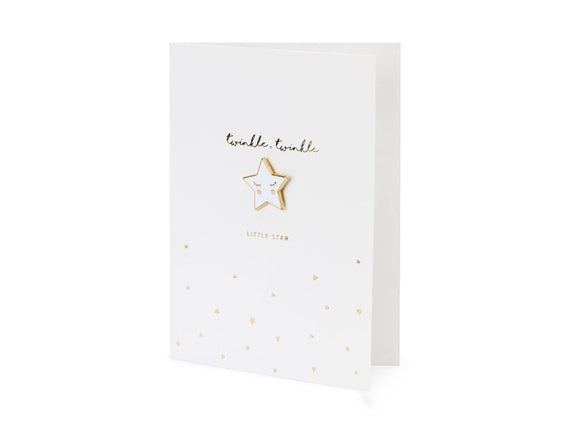 Feestbazaar Wenskaart Geboorte 'Twinkle Little Star' Met Speldje