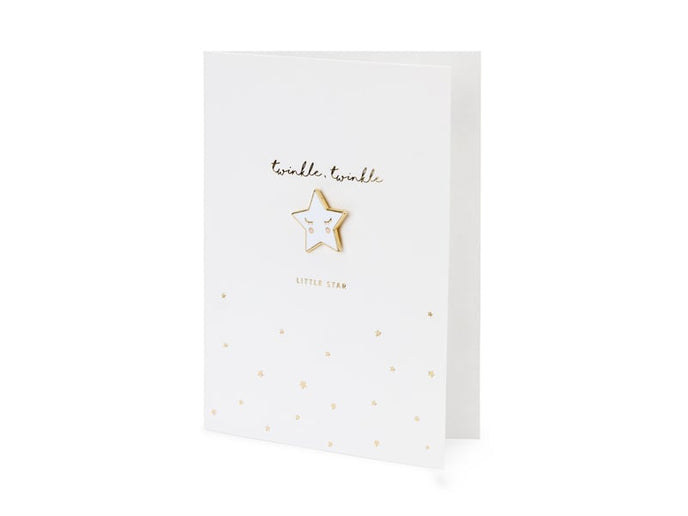 Feestbazaar Wenskaart Geboorte 'Twinkle Little Star' Met Speldje