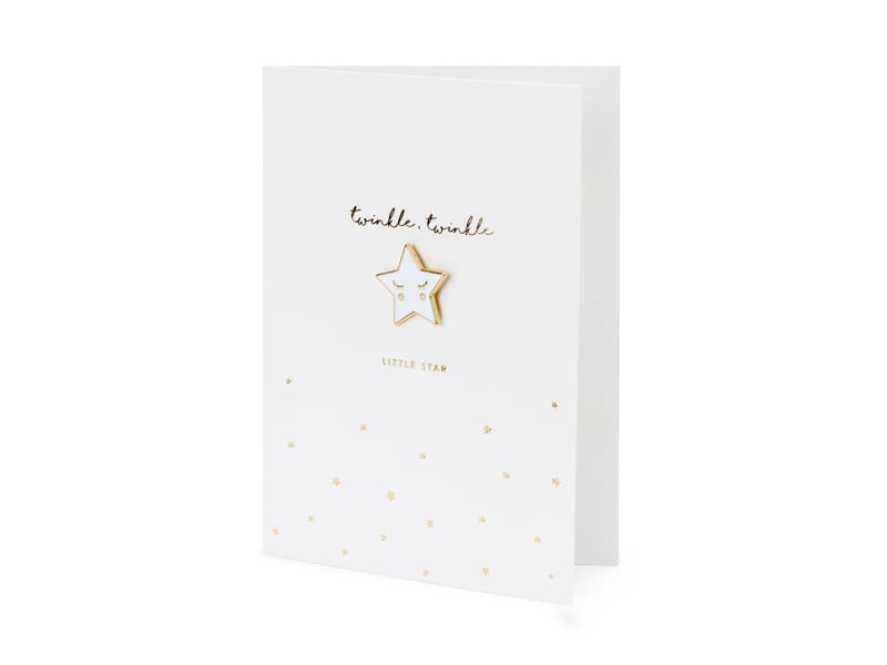 Feestbazaar Wenskaart Geboorte 'Twinkle Little Star' Met Speldje