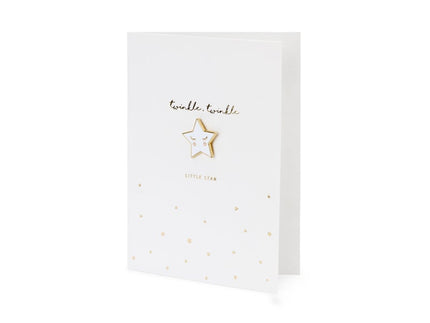 Feestbazaar Wenskaart Geboorte 'Twinkle Little Star' Met Speldje