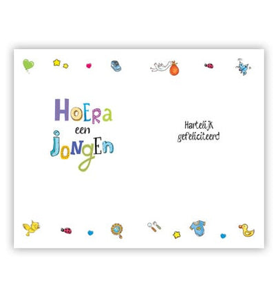 Feestbazaar Wenskaart Hoera Een Jongen Blauw Gestanst