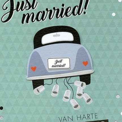 Feestbazaar Wenskaart Just Married Groen