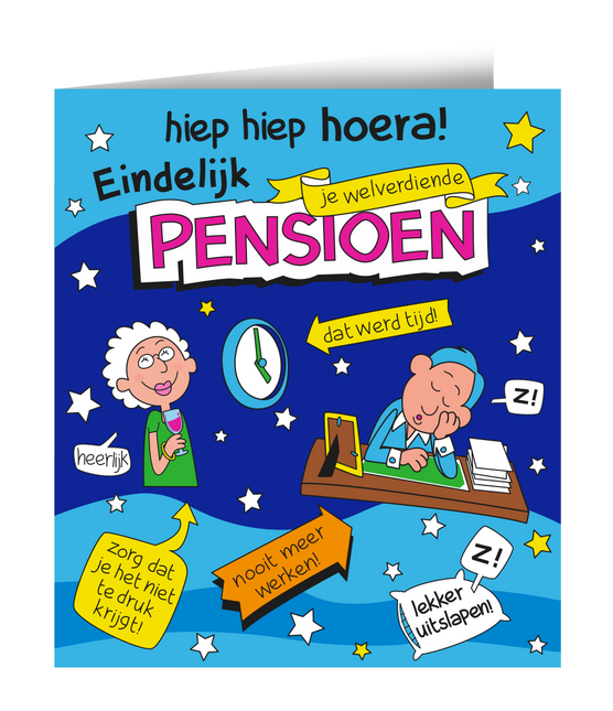 Feestbazaar Wenskaart Pensioen Cartoon