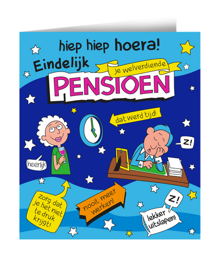 Feestbazaar Wenskaart Pensioen Cartoon