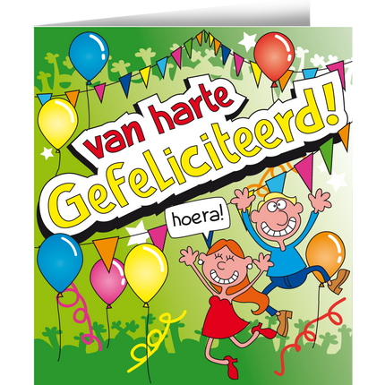Feestbazaar Wenskaart - Van Harte Gefeliciteerd Cartoon