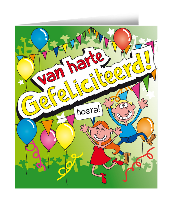 Feestbazaar Wenskaart - Van Harte Gefeliciteerd Cartoon