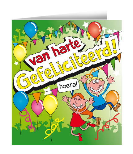 Feestbazaar Wenskaart - Van Harte Gefeliciteerd Cartoon