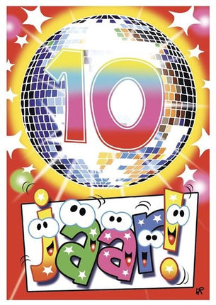 Feestbazaar Wenskaart Verjaardag 10 Jaar Disco Party