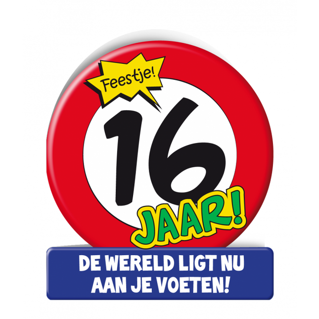 Feestbazaar Wenskaart Verkeersbord 16 Jaar