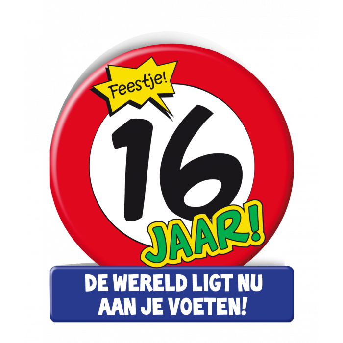 Feestbazaar Wenskaart Verkeersbord 16 Jaar