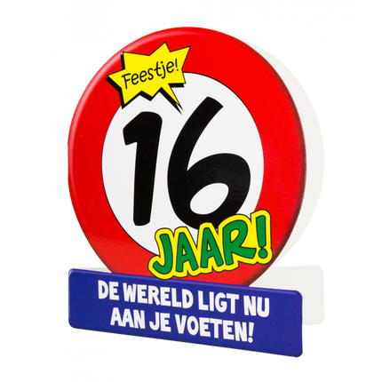 Feestbazaar Wenskaart Verkeersbord 16 Jaar