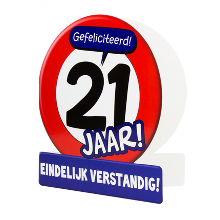 Feestbazaar Wenskaart Verkeersbord 21 Jaar