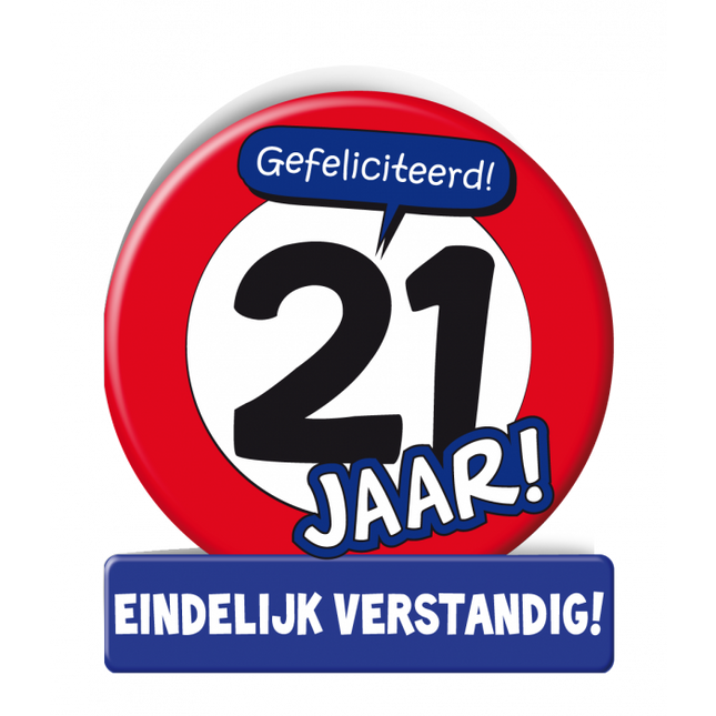 Feestbazaar Wenskaart Verkeersbord 21 Jaar