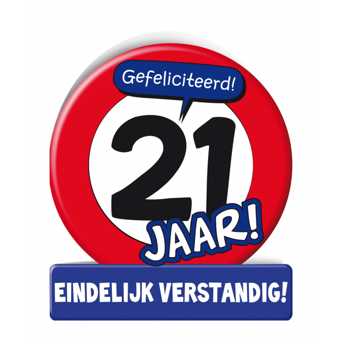 Feestbazaar Wenskaart Verkeersbord 21 Jaar