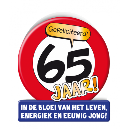 Feestbazaar Wenskaart Verkeersbord 65 Jaar