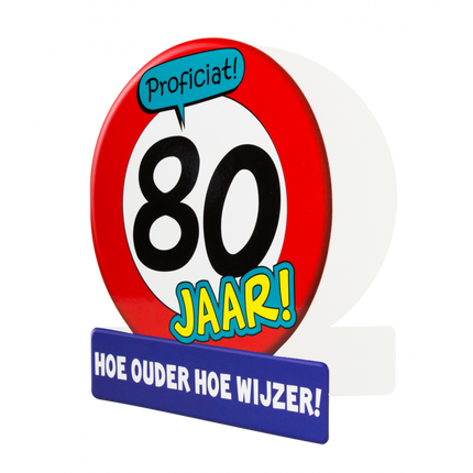 Feestbazaar Wenskaart Verkeersbord 80 Jaar