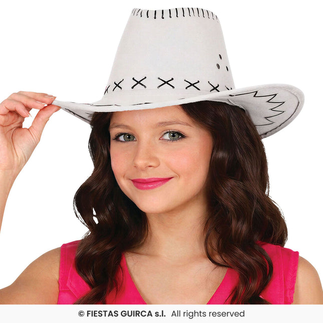 Feestbazaar Western Cowboyhoed Wit Kind – White Rider