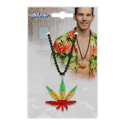 Feestbazaar Wietblad Ketting Rasta Vibes