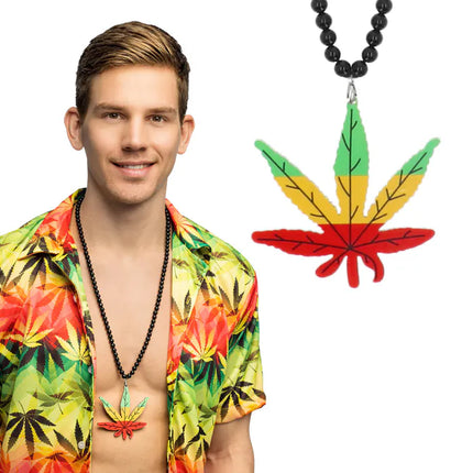 Feestbazaar Wietblad Ketting Rasta Vibes