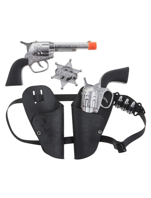 Feestbazaar Wild west set dubbele holster