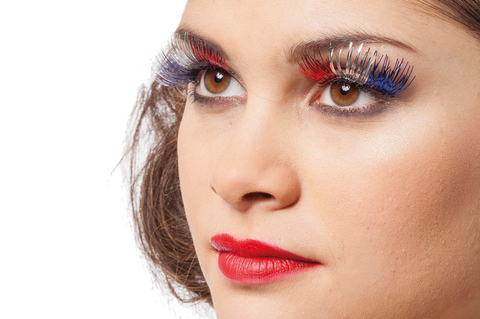 Feestbazaar Wimpers rood wit blauw lametta