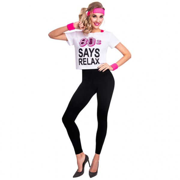 Feestbazaar Wit 80's T-shirt Dames