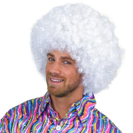 Feestbazaar Witte Afro pruik