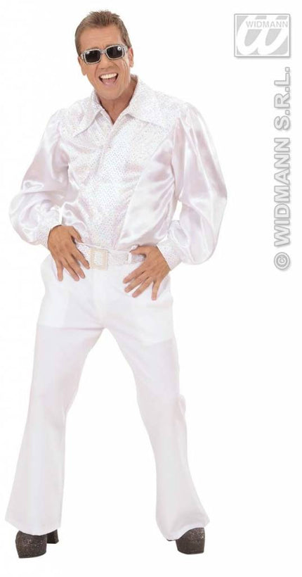 Feestbazaar Witte blouse met pailletten man