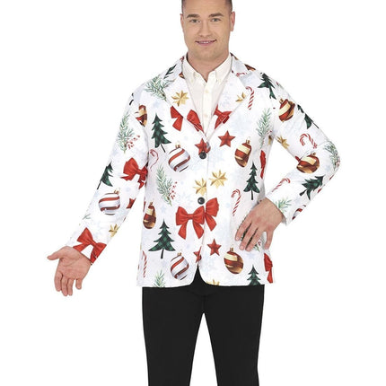 Feestbazaar Witte Kerstmis Blazer Heren Kerstsymbolen