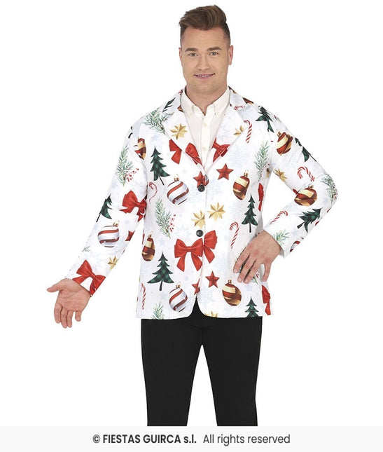 Feestbazaar Witte Kerstmis Blazer Heren Kerstsymbolen