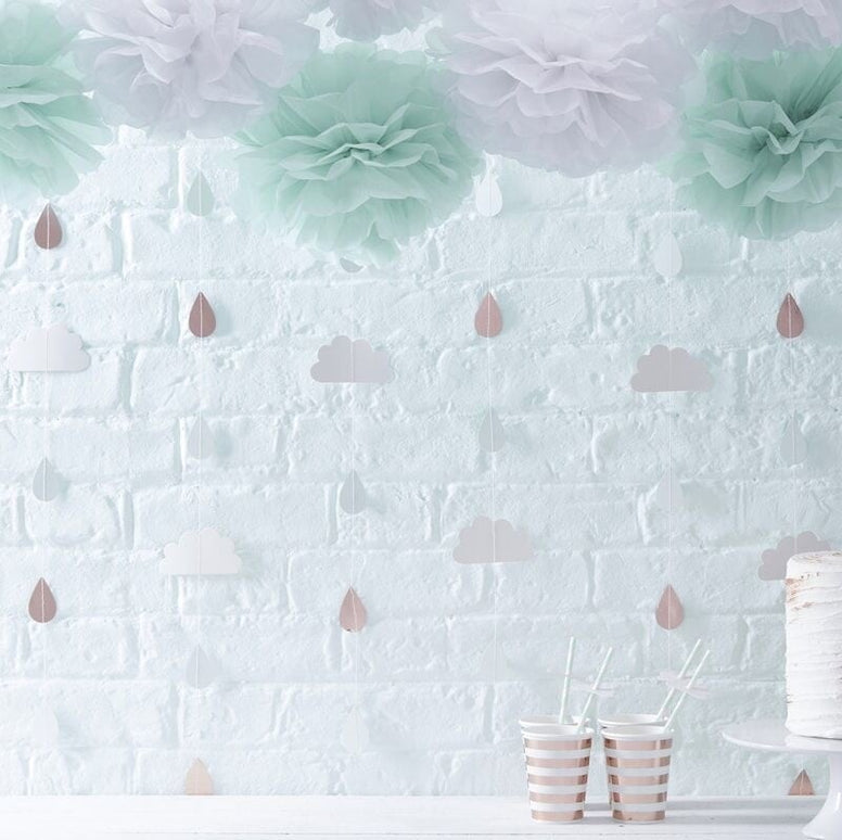 Feestbazaar Wolkenhangers Babyshower backdrop (6st)