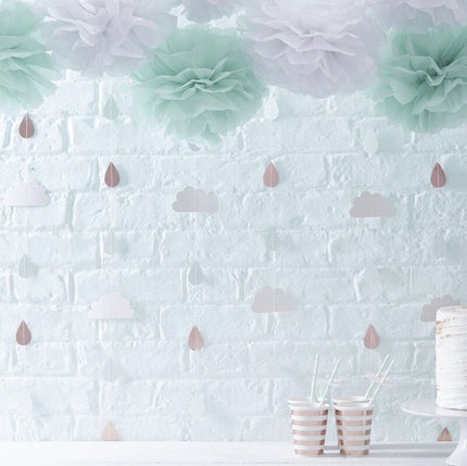 Feestbazaar Wolkenhangers Babyshower backdrop (6st)