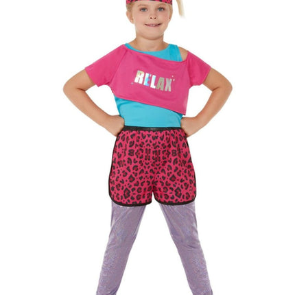 Feestbazaar Workout Jaren 80 Outfit Relax Pink Kind