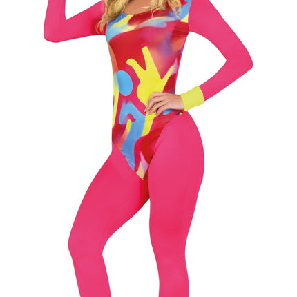 Feestbazaar Workout Kostuum Psychedelisch Victoria Roze