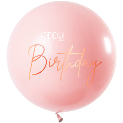 Feestbazaar XL Ballon Happy Birthday Elegant Lush Blush Premium - 80cm