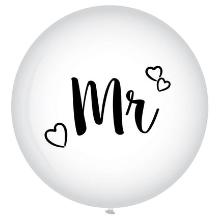 Feestbazaar XL Ballon Mr. Bruiloft Wit - 90 cm