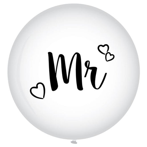 Feestbazaar XL Ballon Mr. Bruiloft Wit - 90 cm