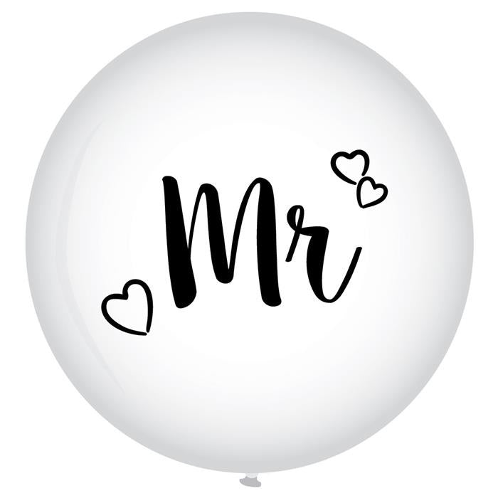 Feestbazaar XL Ballon Mr. Bruiloft Wit - 90 cm