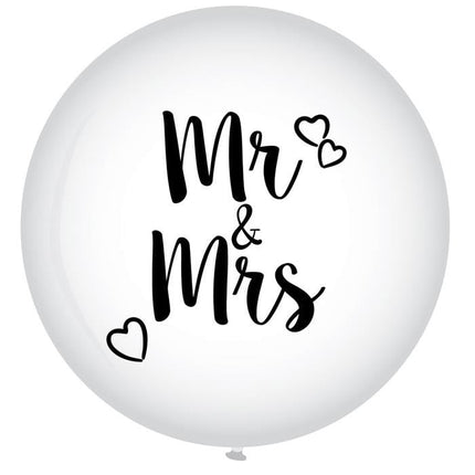 Feestbazaar XL Ballon Mr. & Mrs. Wit - 90 cm