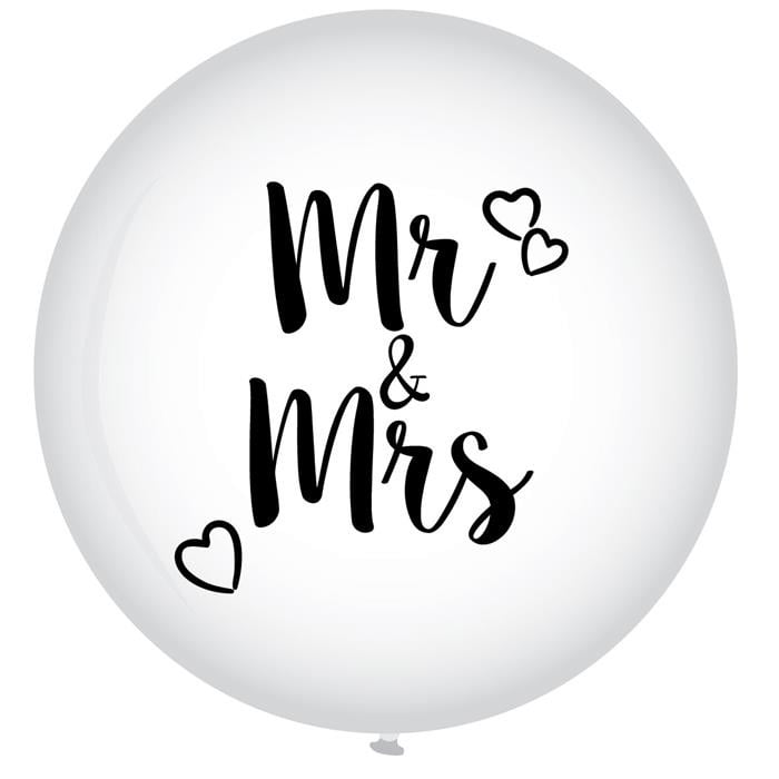 Feestbazaar XL Ballon Mr. & Mrs. Wit - 90 cm
