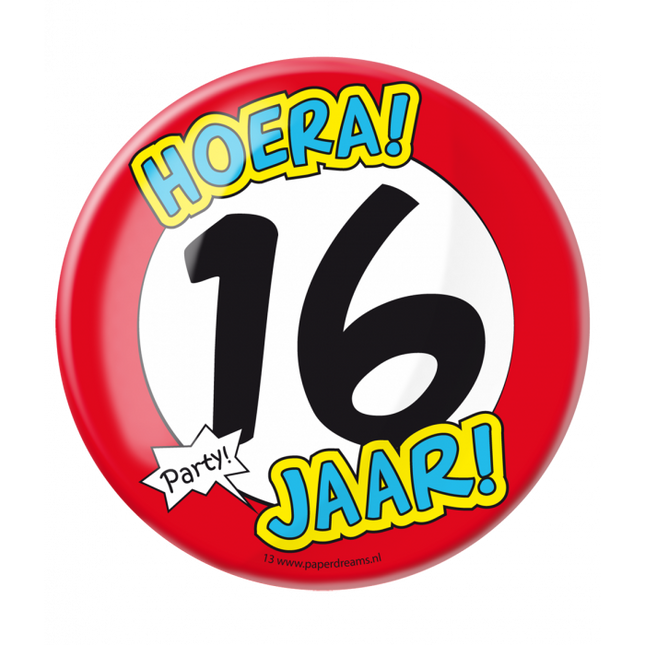 Feestbazaar XL Button 16 jaar