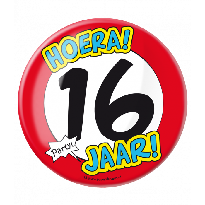 Feestbazaar XL Button 16 jaar